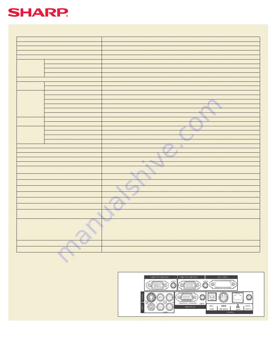 Sharp Notevision XG-C455W Specifications Download Page 2