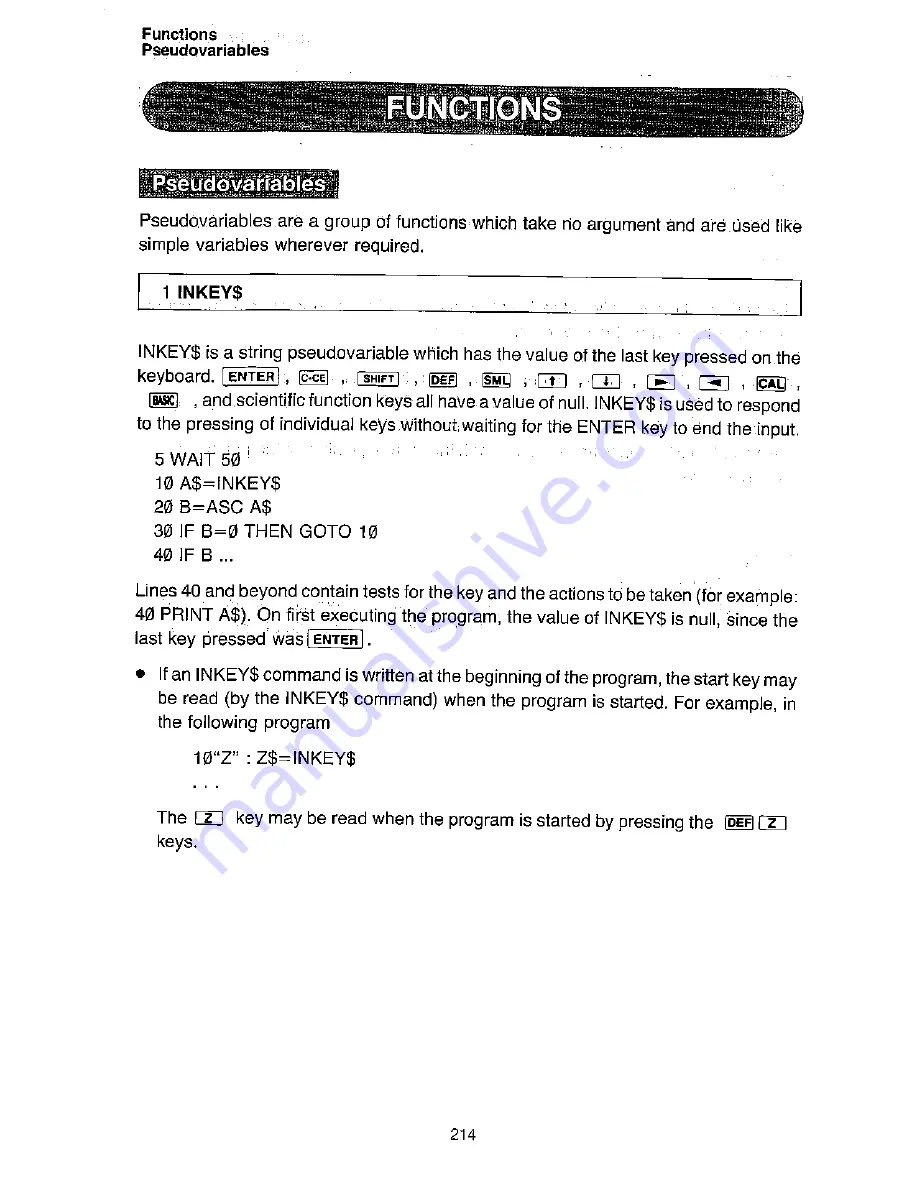 Sharp PC-1460 Operation Manual Download Page 218