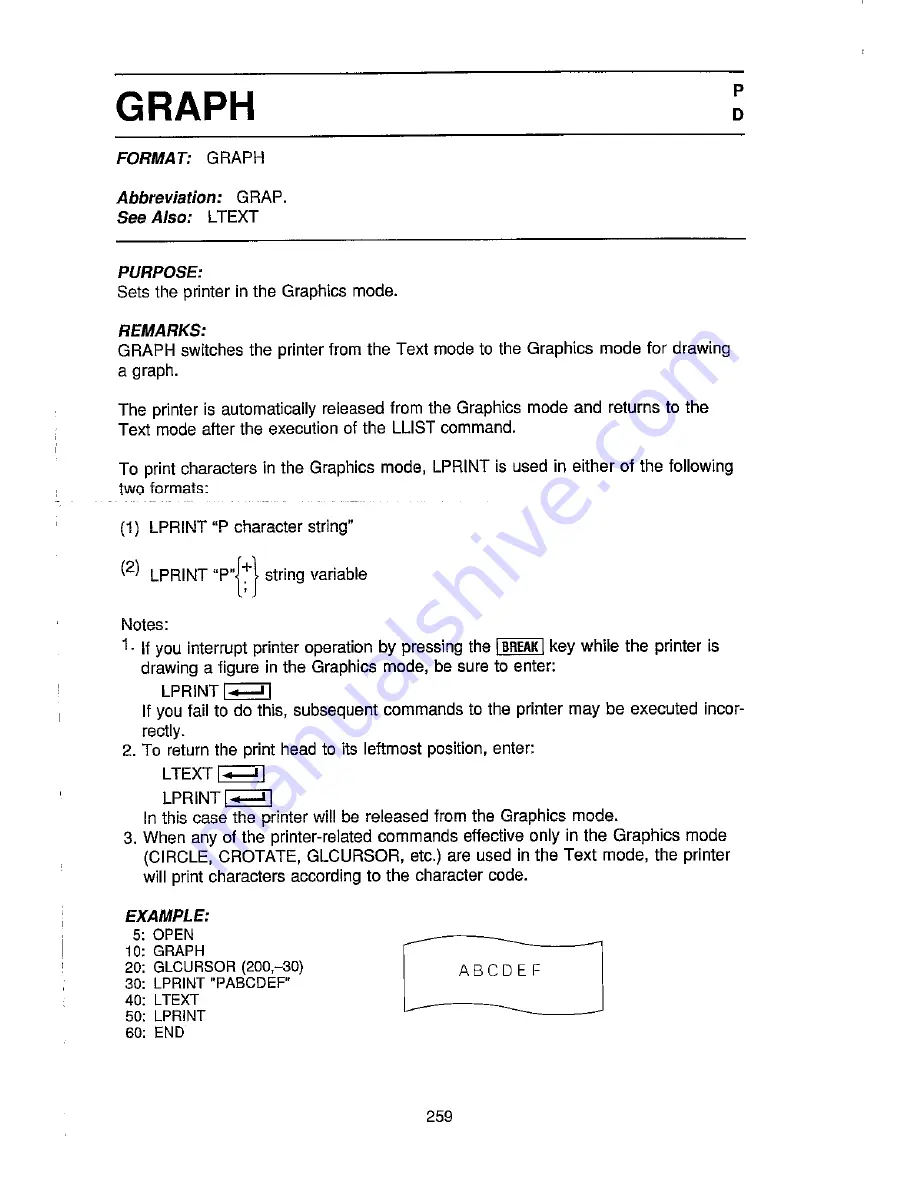 Sharp PC-E500 Operation Manual Download Page 265