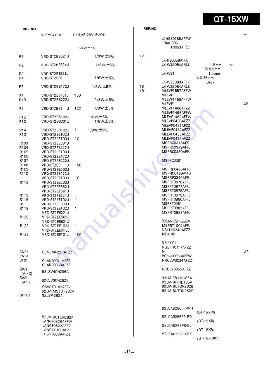 Sharp QT-15X Скачать руководство пользователя страница 11