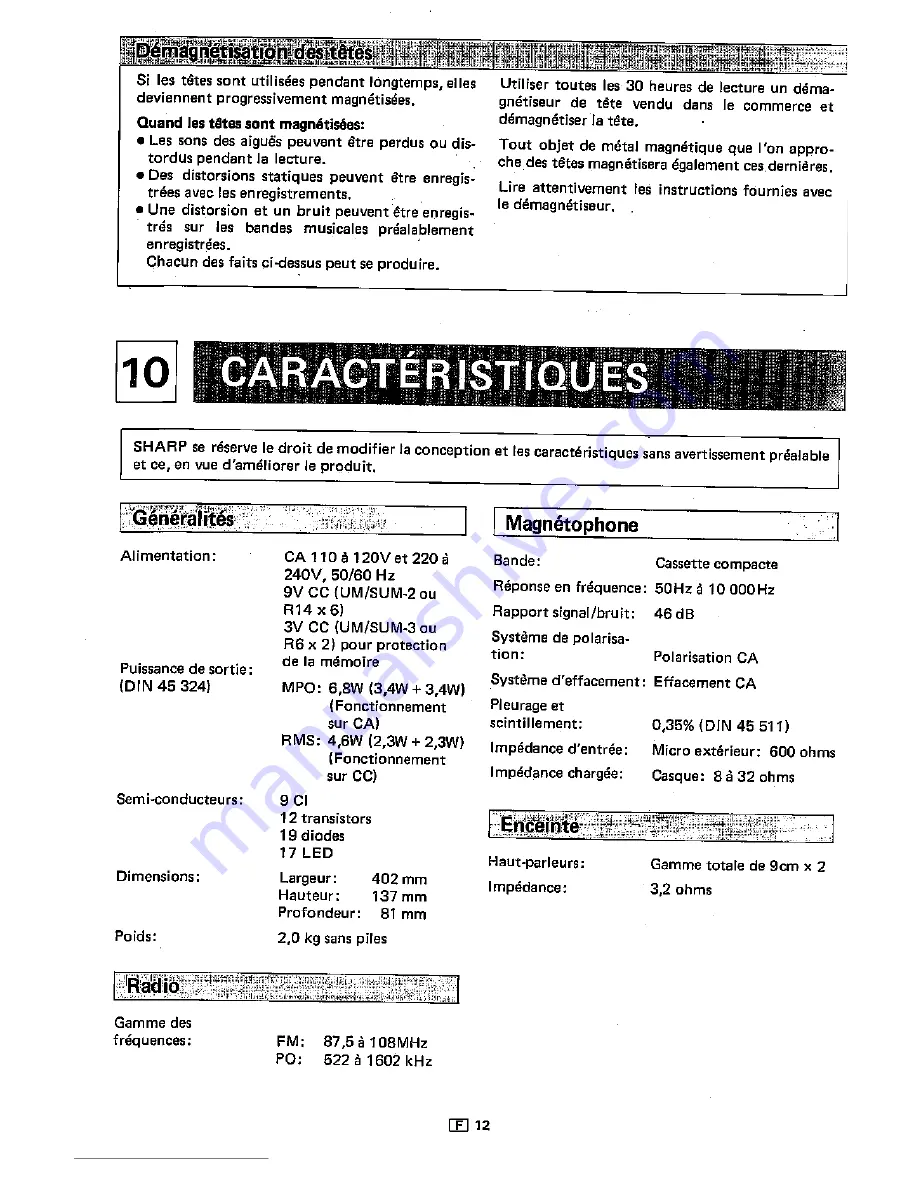 Sharp QT-264H Operation Manual Download Page 32