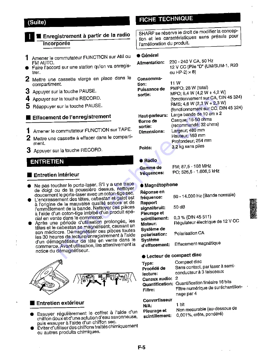 Sharp QT-CD110H Скачать руководство пользователя страница 15