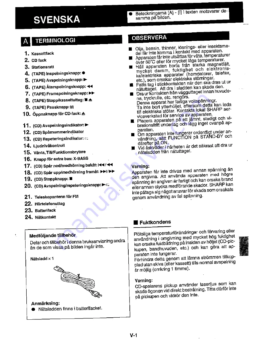 Sharp QT-CD110H Скачать руководство пользователя страница 21