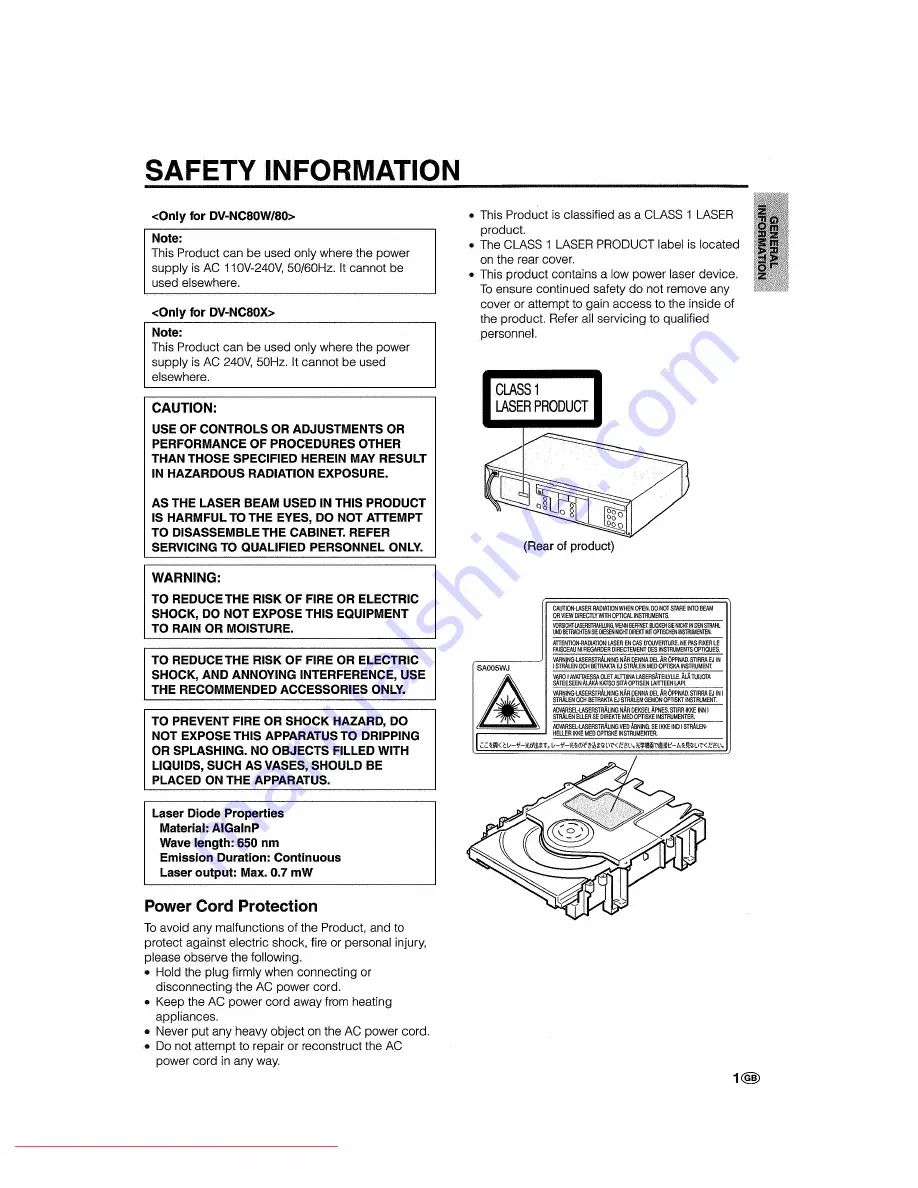 Sharp QT-CD170H Скачать руководство пользователя страница 3