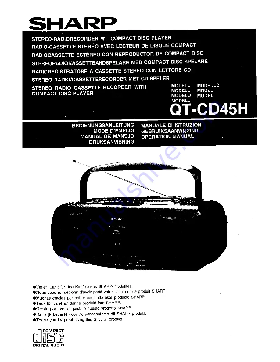 Sharp QT-CD45H Operation Manual Download Page 1