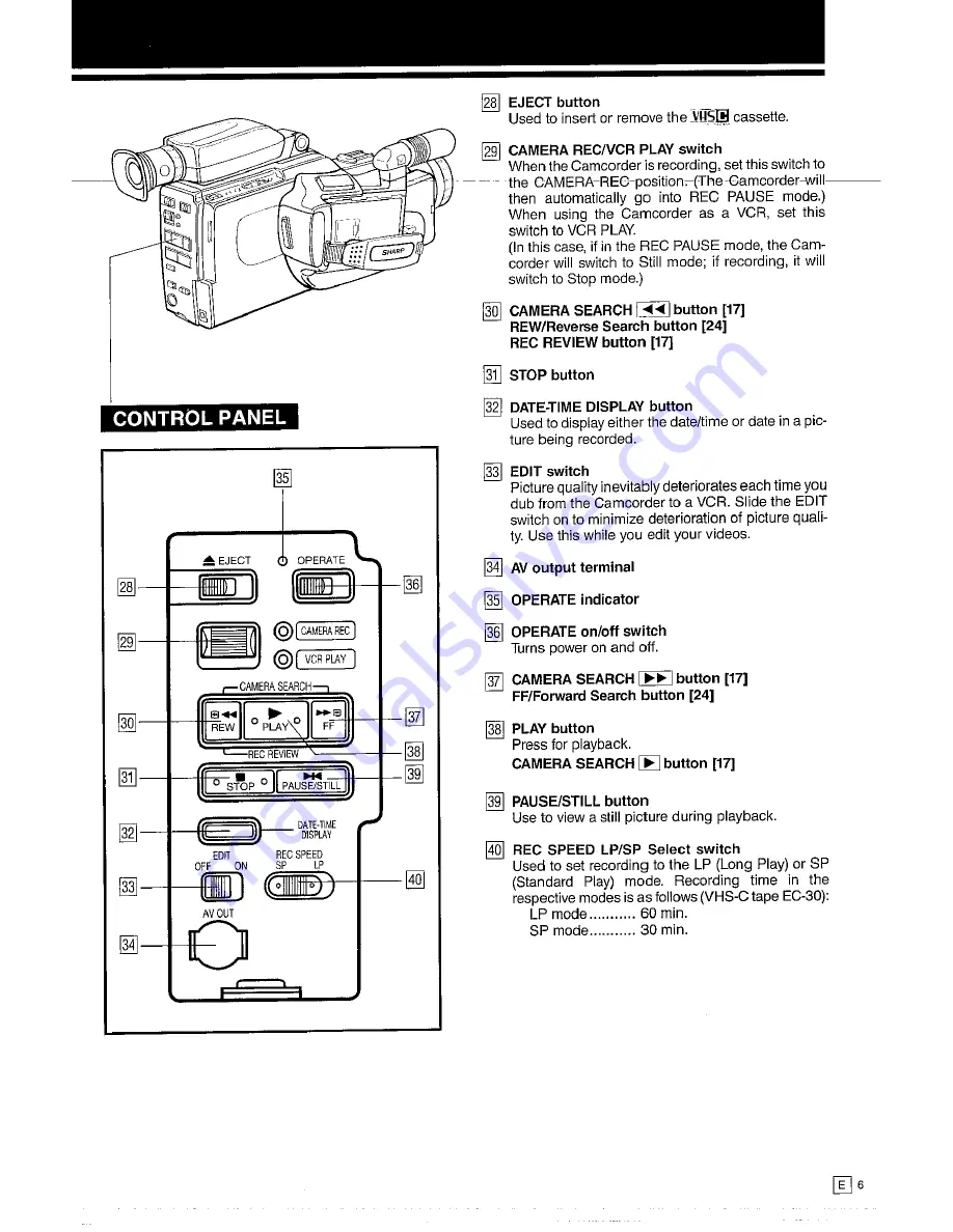 Sharp Quick Zoom 12 VL-C8000S Operation Manual Download Page 9