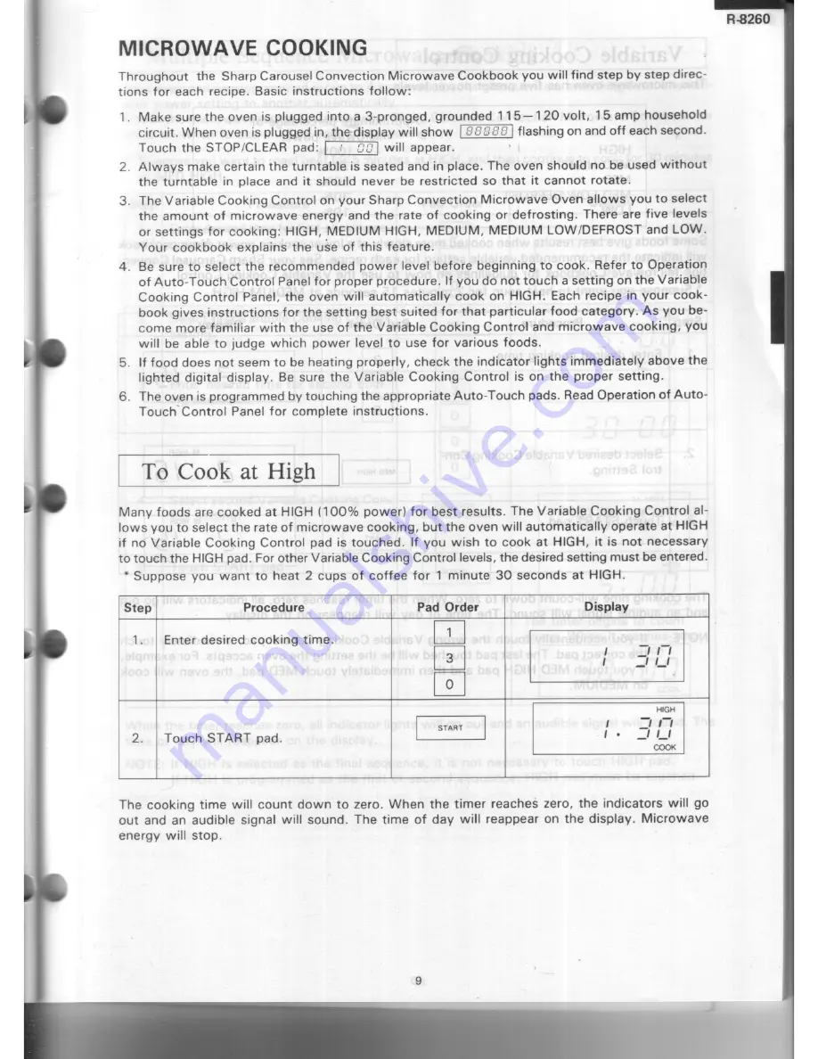 Sharp R-8260 Owner'S Manual Download Page 5