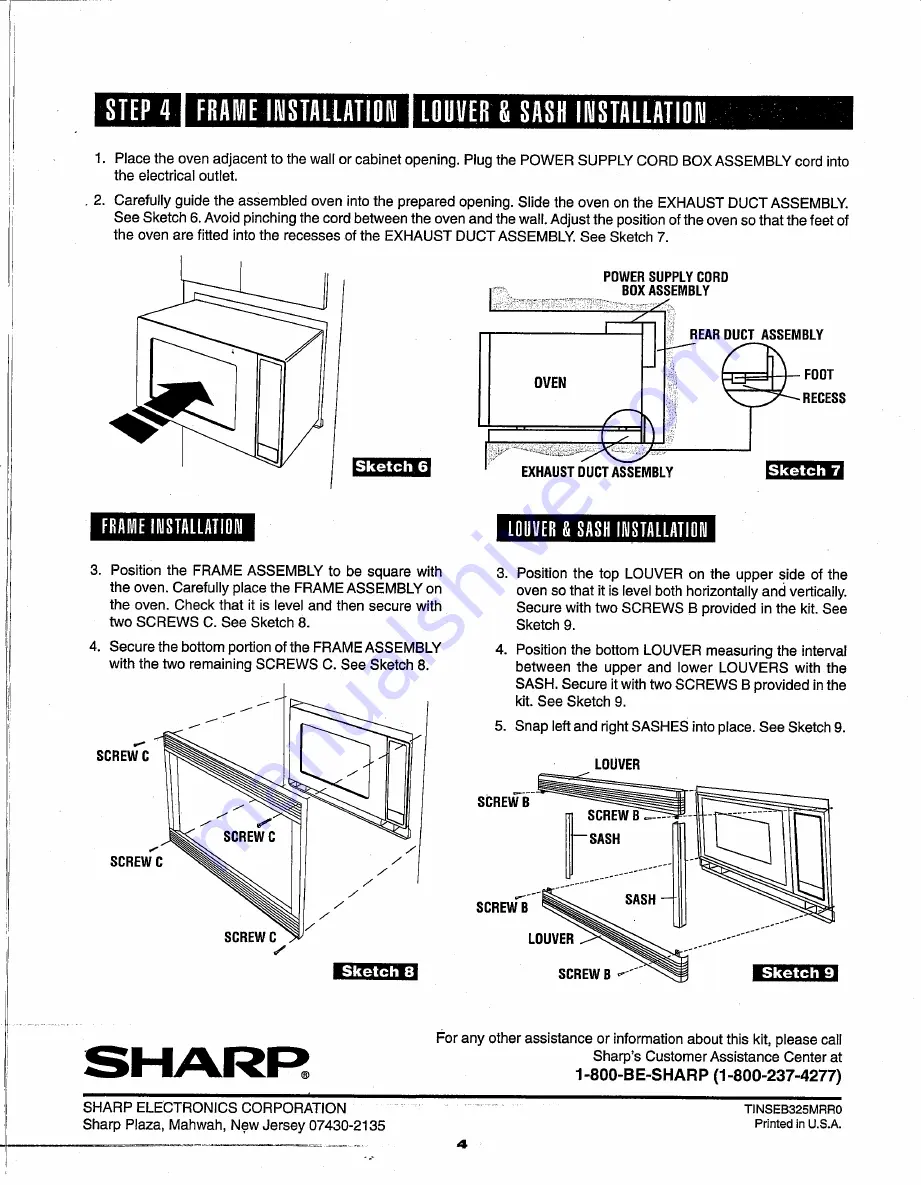 Sharp R-K46K24 Installation Instructions Download Page 3