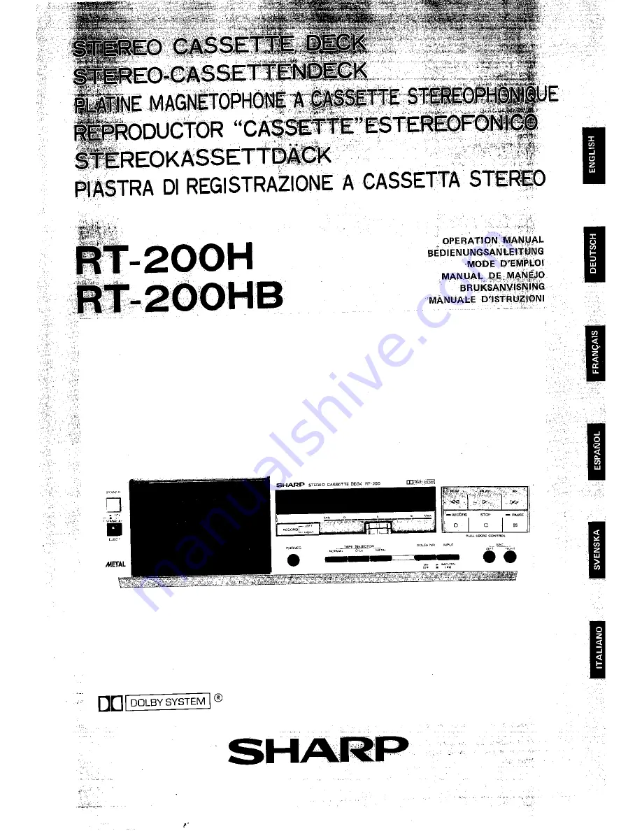 Sharp RT-200H Operation Manual Download Page 1