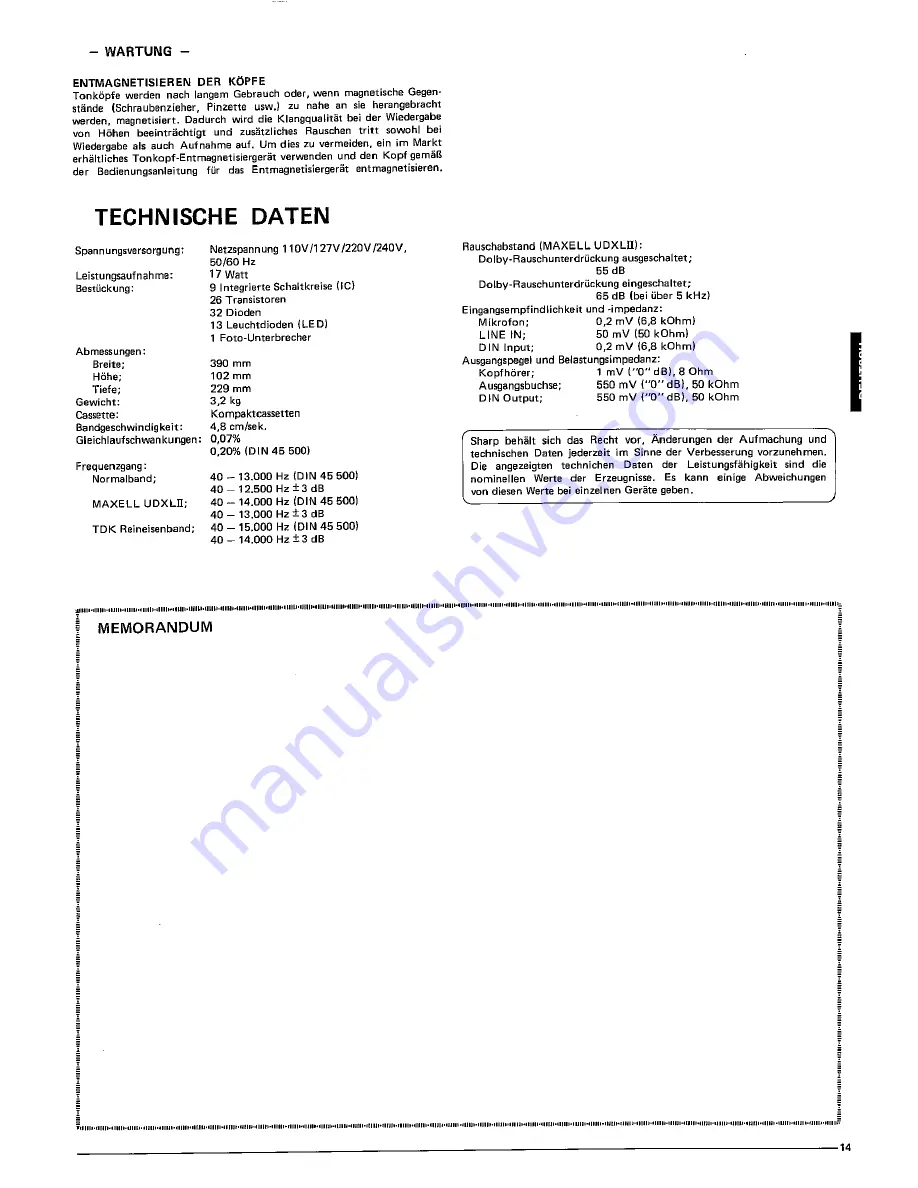 Sharp RT-200H Operation Manual Download Page 16