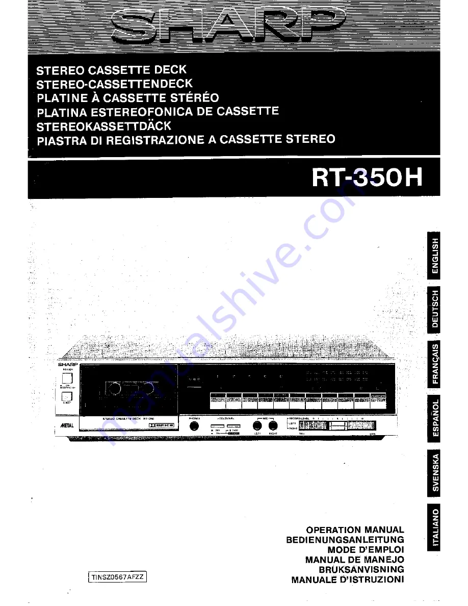 Sharp RT-350H Operation Manual Download Page 1