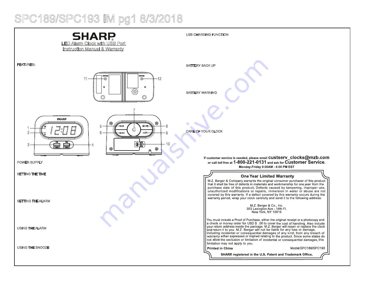 Sharp SPC189 Скачать руководство пользователя страница 1