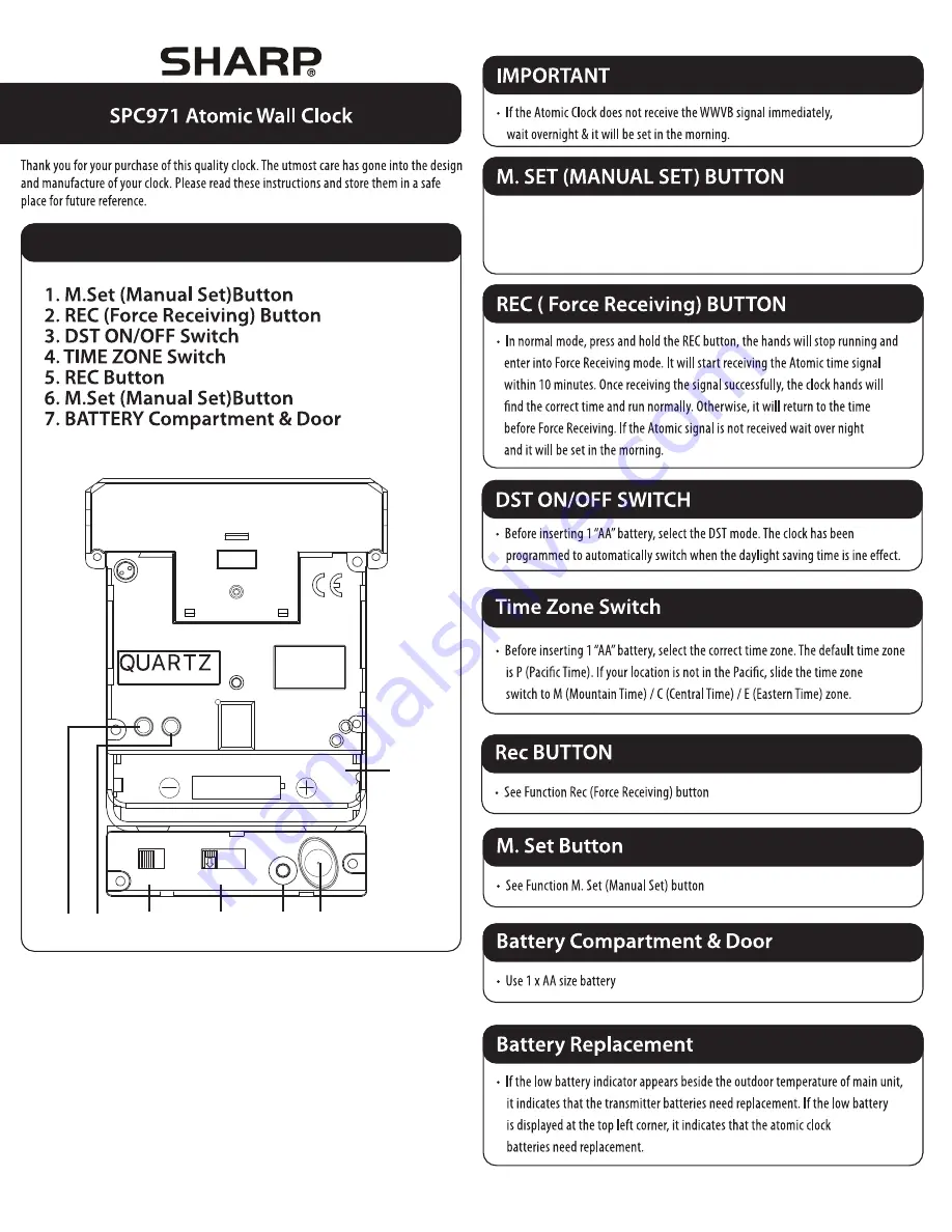 Sharp SPC971 Quick Start Manual Download Page 1