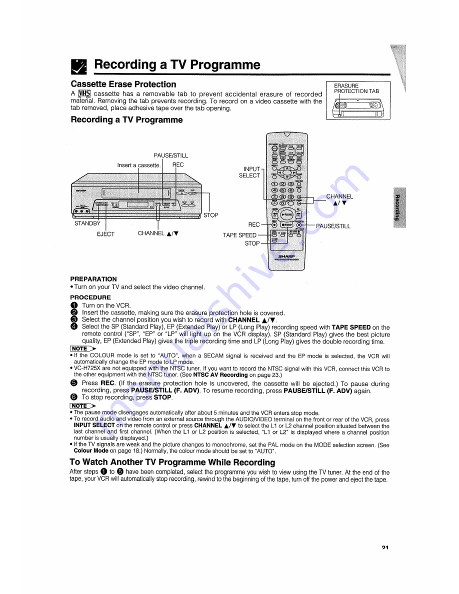 Sharp VC-H725X Operation Manual Download Page 21