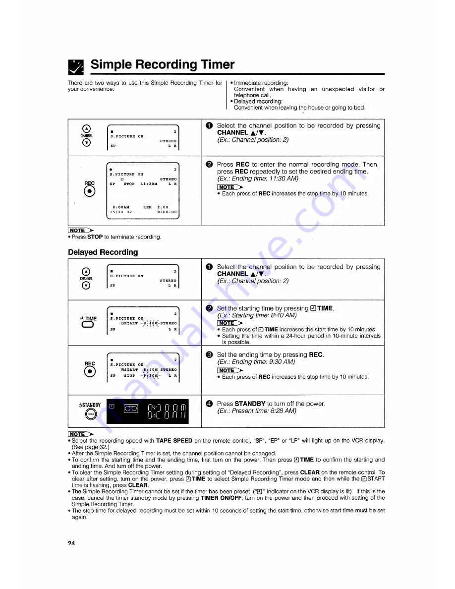 Sharp VC-H725X Operation Manual Download Page 24