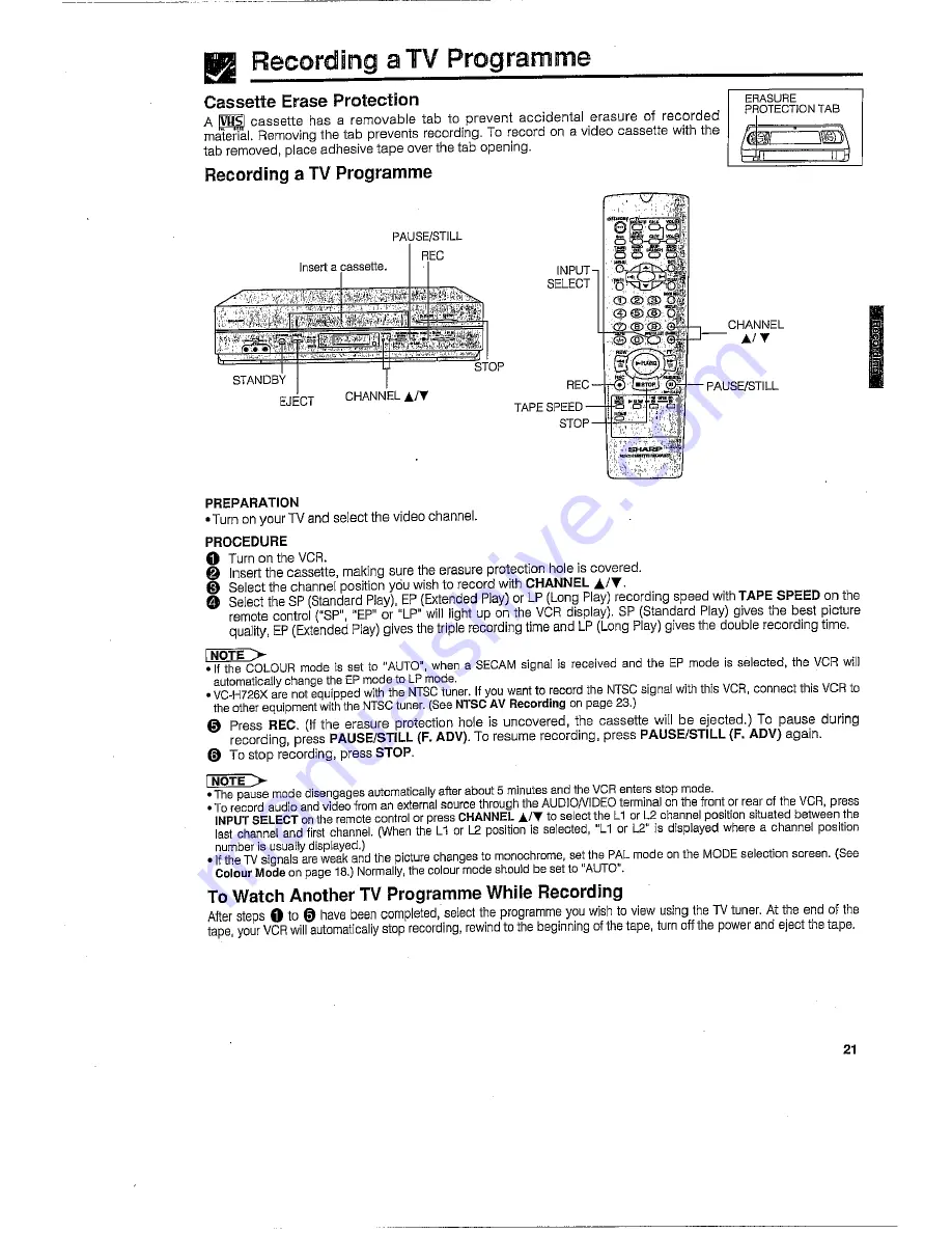 Sharp VC-H726X Скачать руководство пользователя страница 21