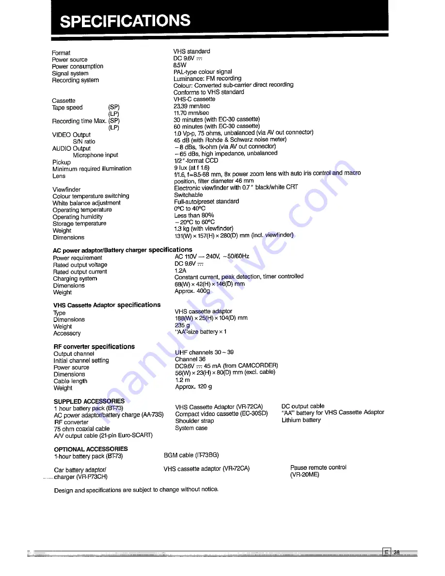 Sharp VL-C650S Operation Manual Download Page 39