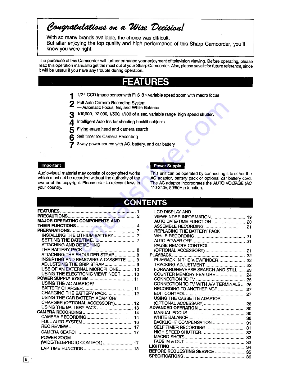 Sharp VL-C690S Operation Manual Download Page 42