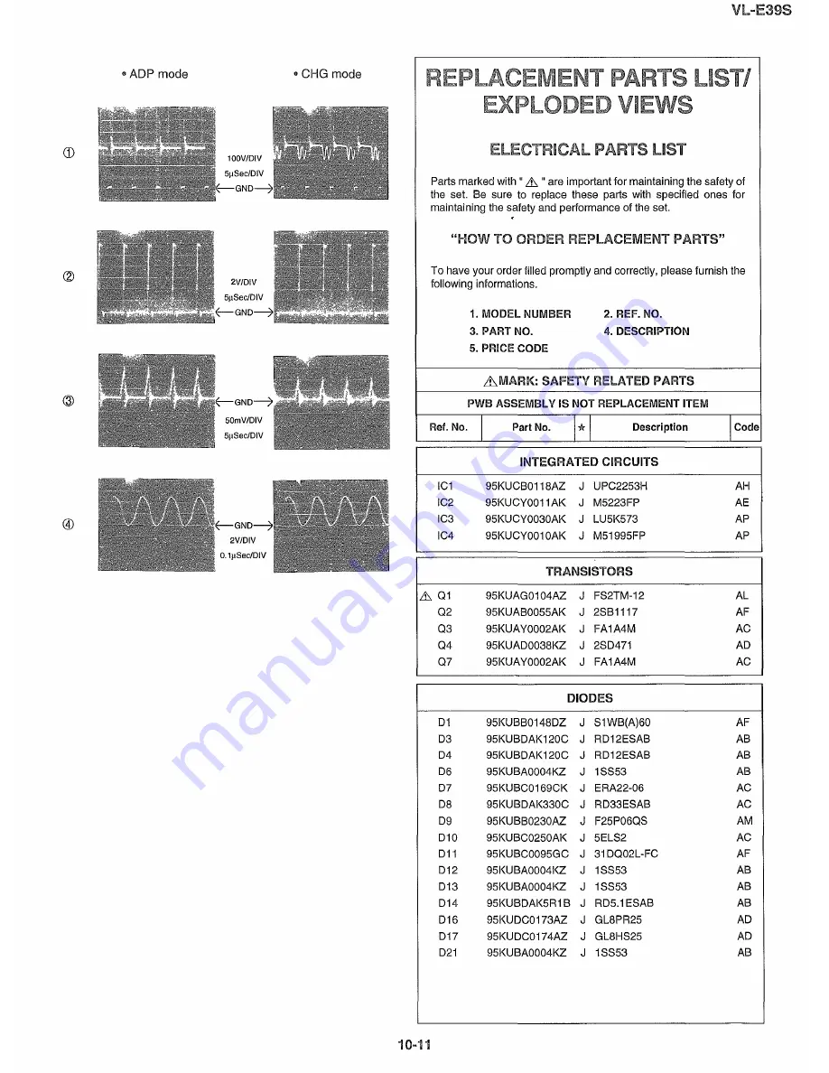 Sharp VL-E39S Service Manual Download Page 72