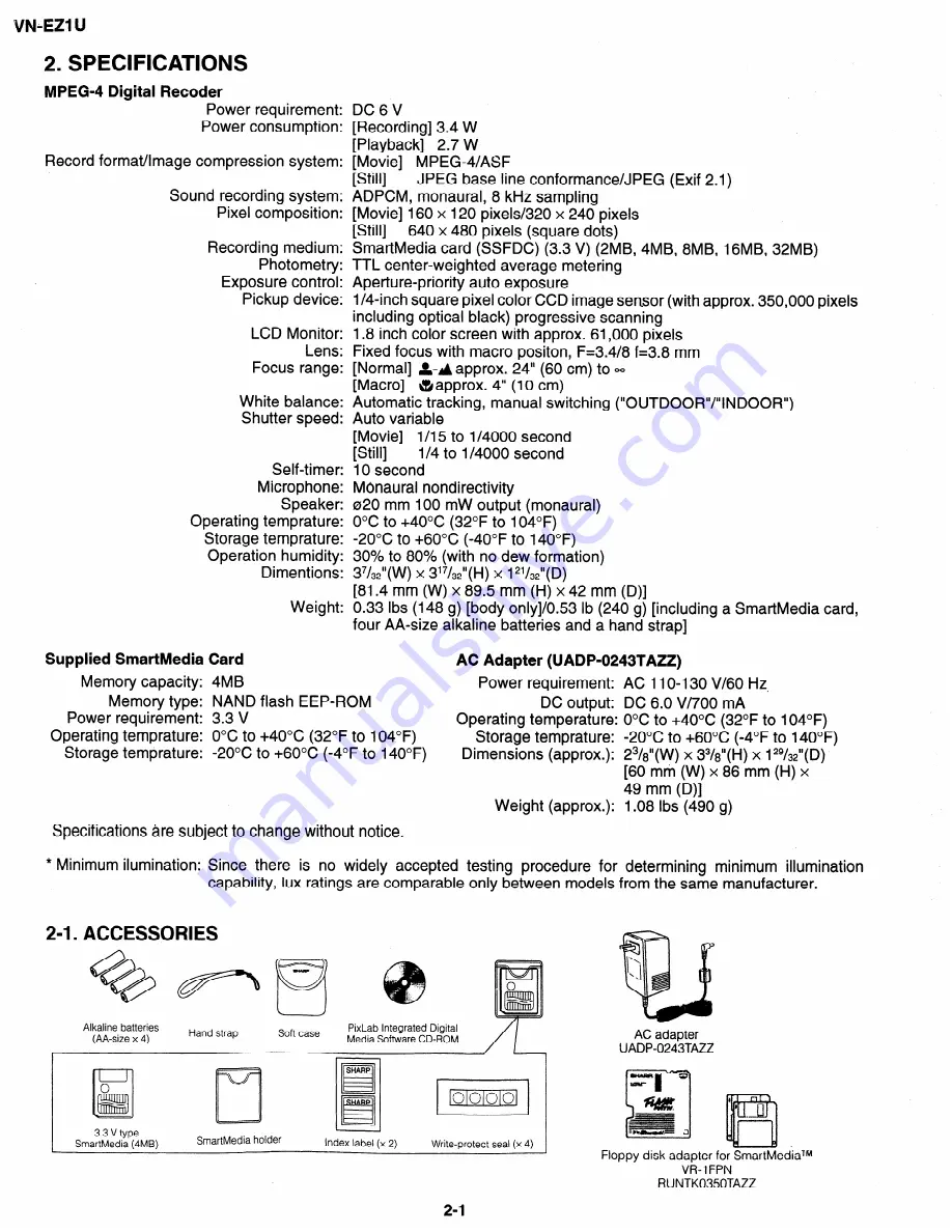 Sharp VN-EZ1U Service Manual Download Page 4