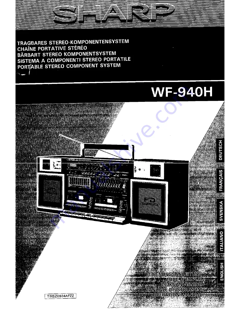 Sharp WF-940H Operation Manual Download Page 1