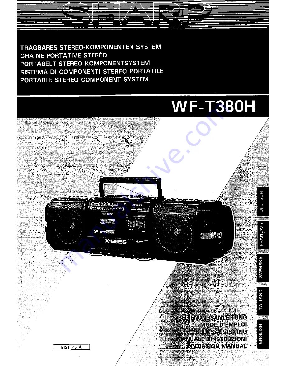 Sharp WF-T380H Operation Manual Download Page 1