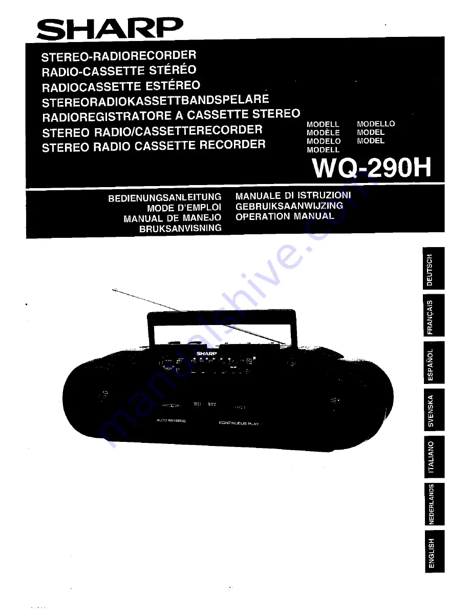 Sharp WQ-290H Operation Manual Download Page 1