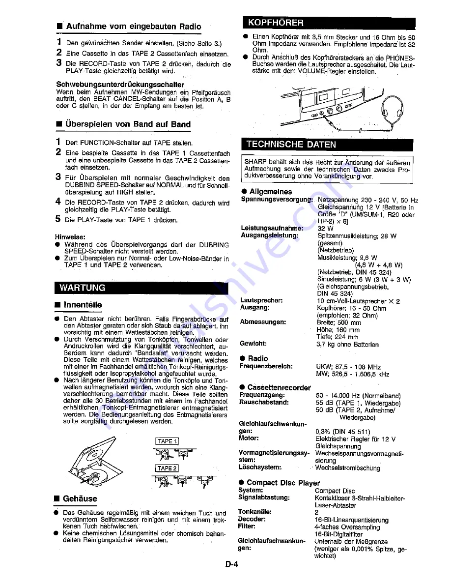 Sharp WQ-CD54H Скачать руководство пользователя страница 8