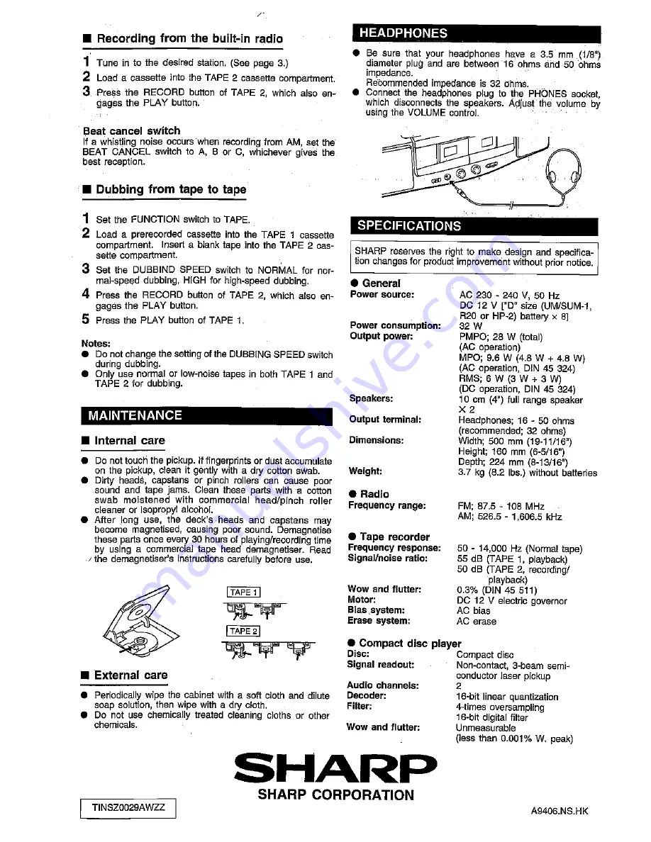 Sharp WQ-CD54H Operation Manual Download Page 24