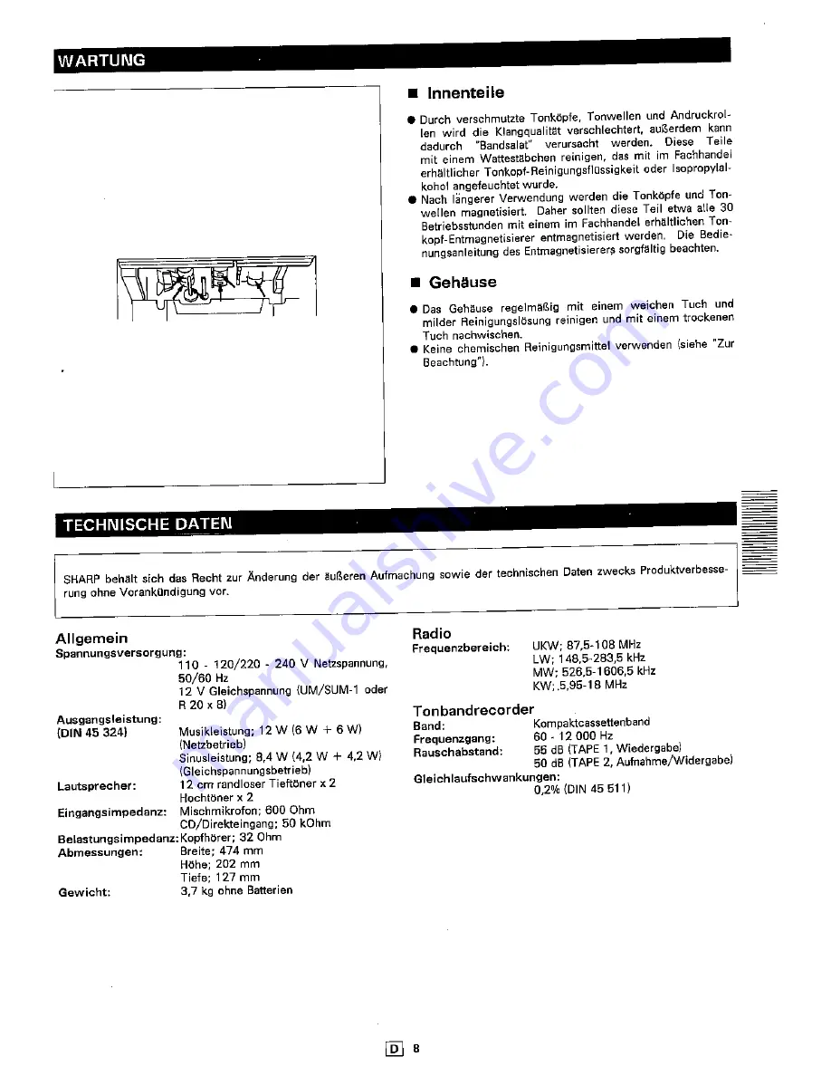 Sharp WQ-T234H Operation Manual Download Page 11