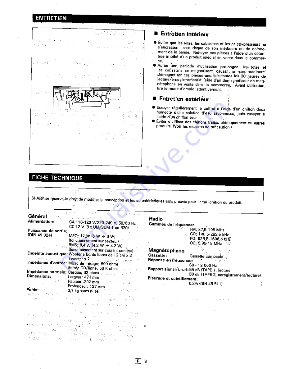 Sharp WQ-T234H Operation Manual Download Page 20