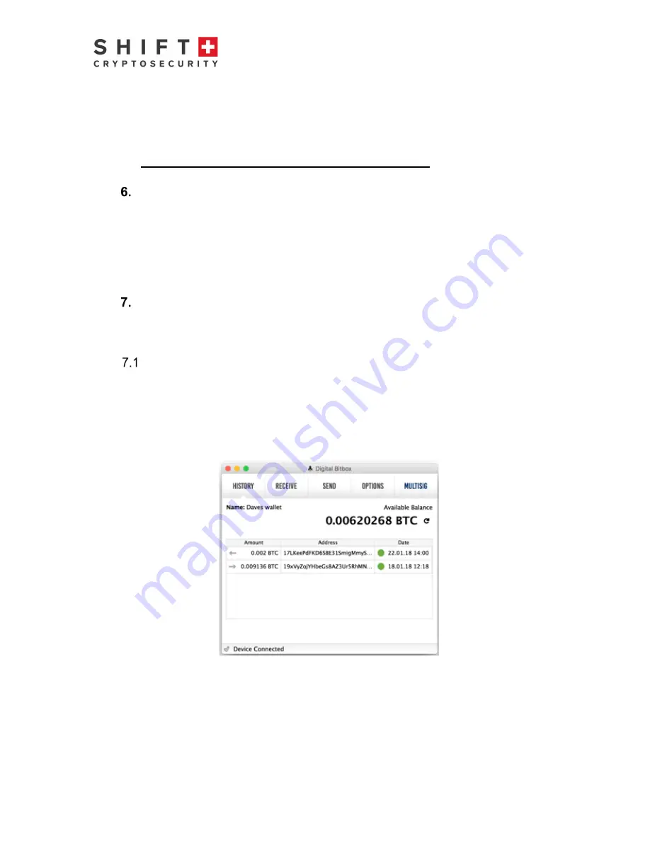 SHIFT Cryptocurrency Digital BitBox User Manual Download Page 6