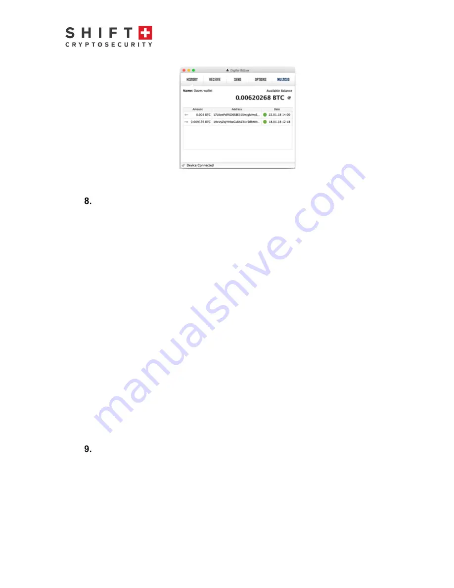 SHIFT Cryptocurrency Digital BitBox User Manual Download Page 10