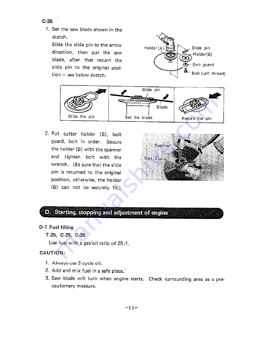 Shindaiwa C-25 Instruction Manual Download Page 12