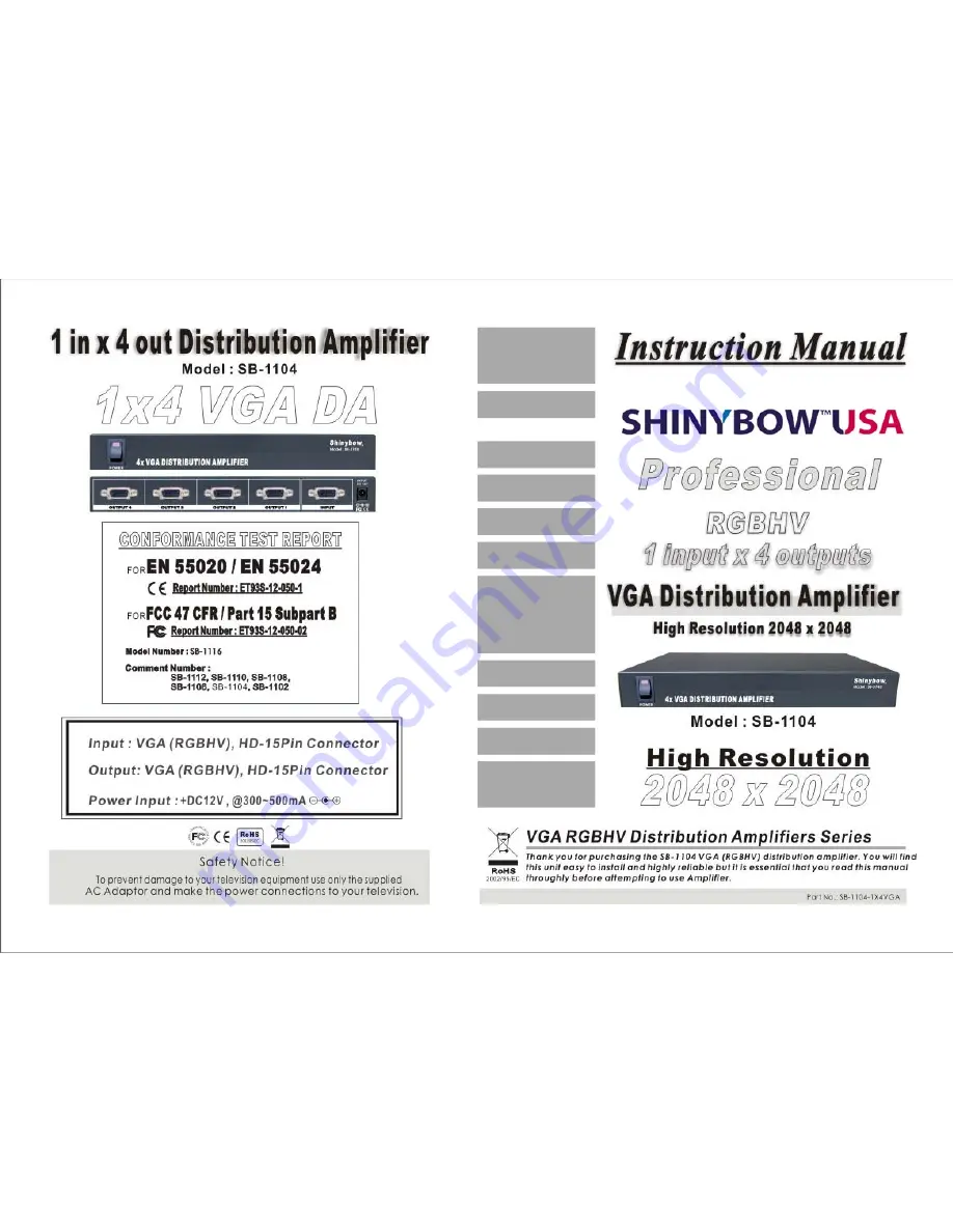 Shinybow USA SB-1104 Instruction Manual Download Page 1