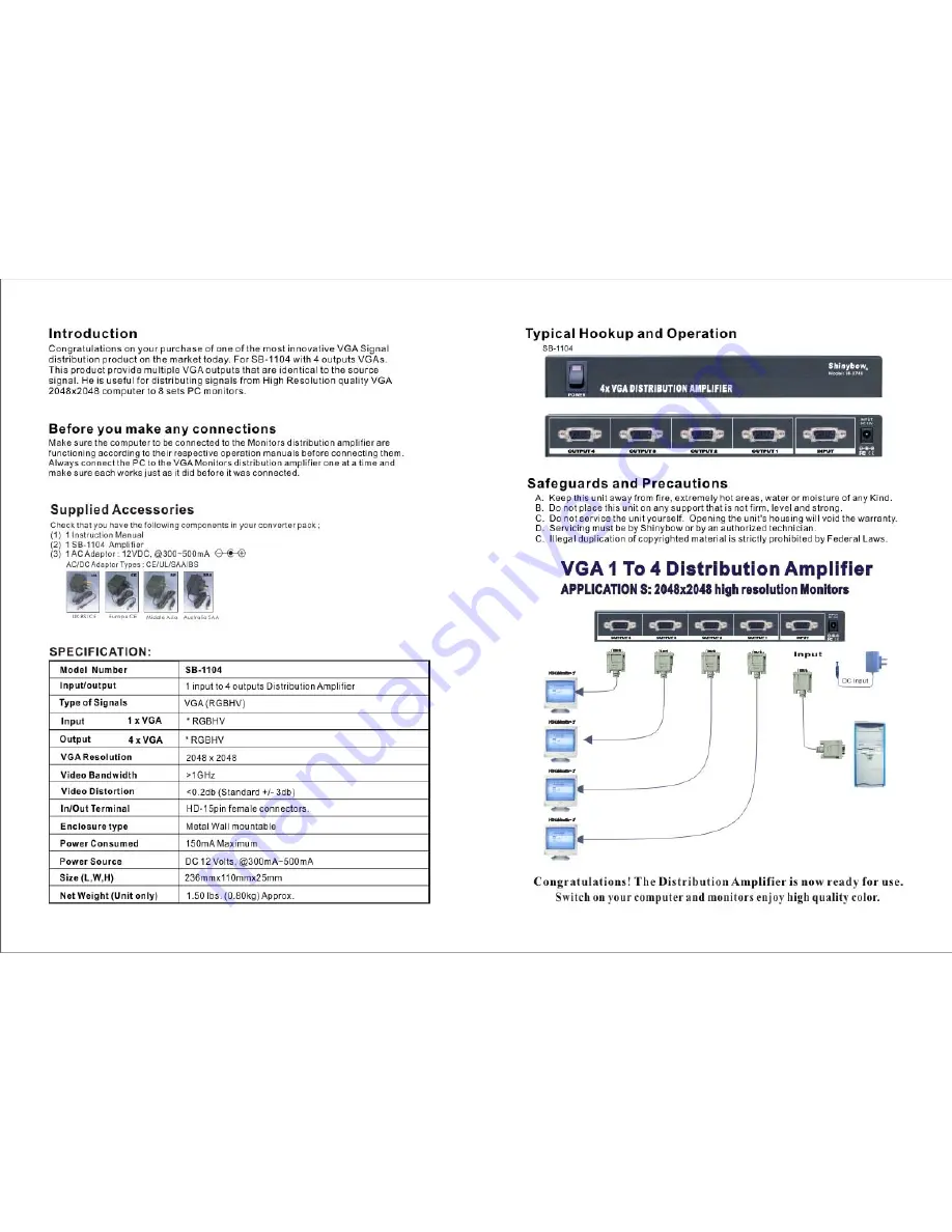 Shinybow USA SB-1104 Instruction Manual Download Page 2