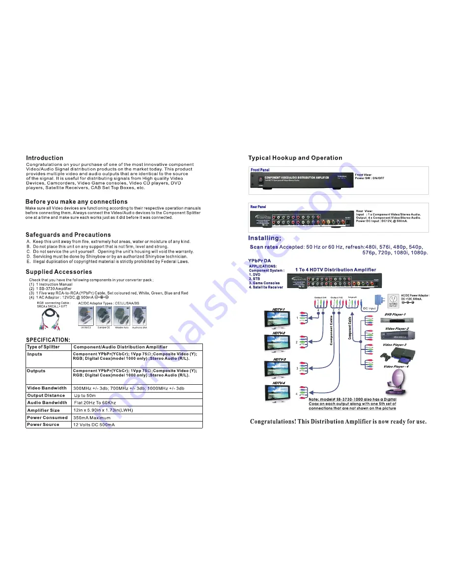 Shinybow USA SB-3730 Instruction Manual Download Page 2