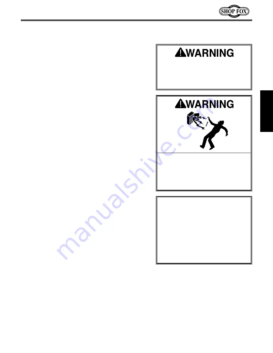 Shop fox SHOP FOX W1764 Owner'S Manual Download Page 11