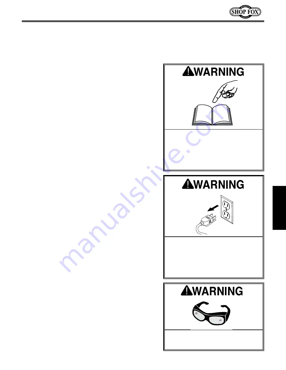 Shop fox SHOP FOX W1764 Owner'S Manual Download Page 21