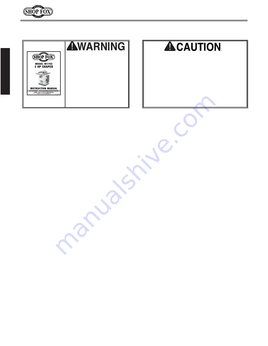 Shop fox W1702 Manual Download Page 27