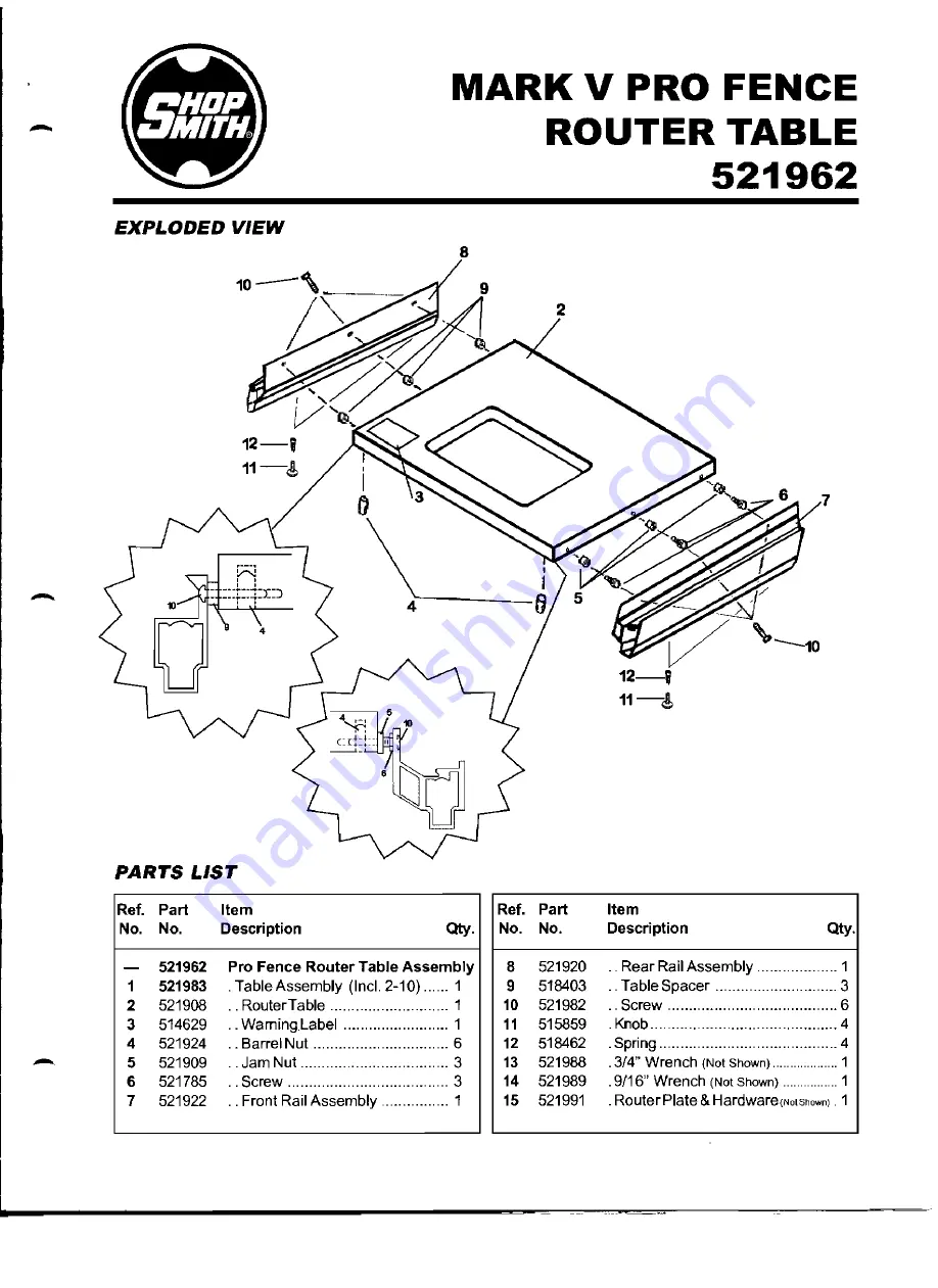 Shopsmith 521962 Скачать руководство пользователя страница 1