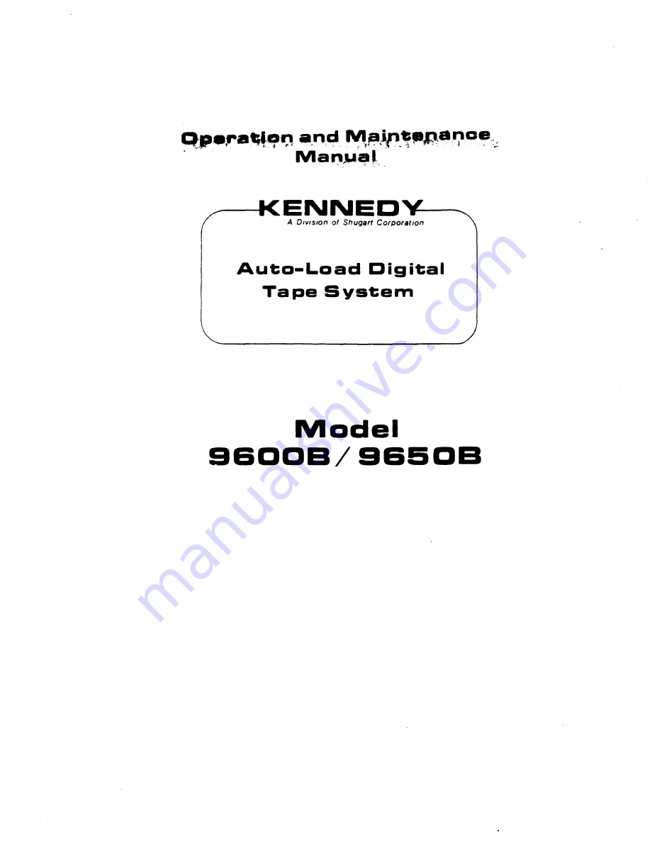 Shugart Kennedy 9600B Скачать руководство пользователя страница 1