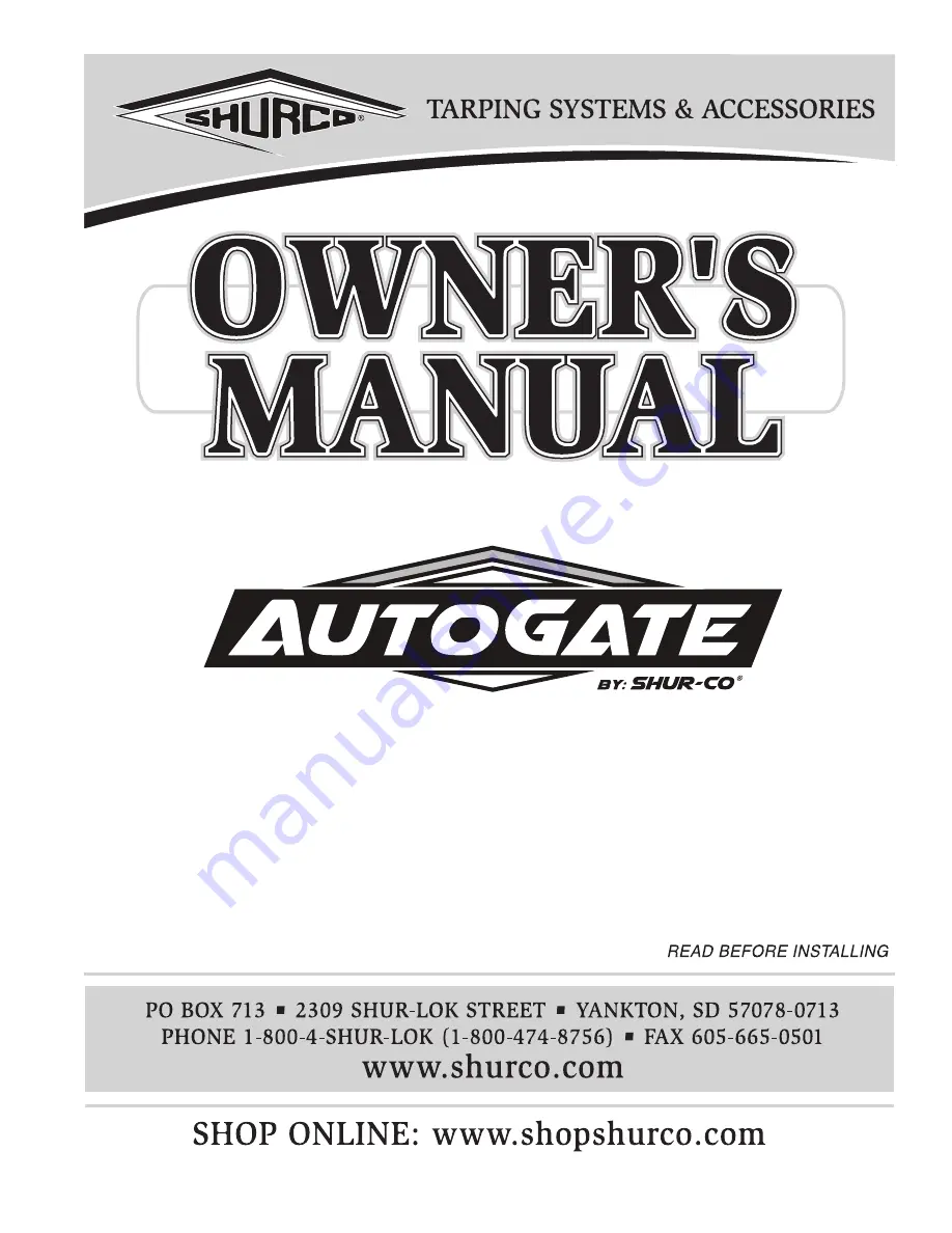 Shur-Co AutoGate Owner'S Manual Download Page 1