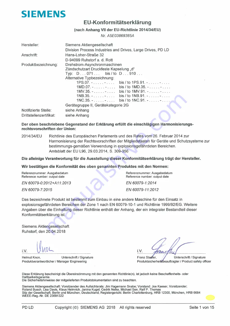 Siemens 1NB1402-2AA84-4CA0-Z Operating And Installation Instructions Download Page 133