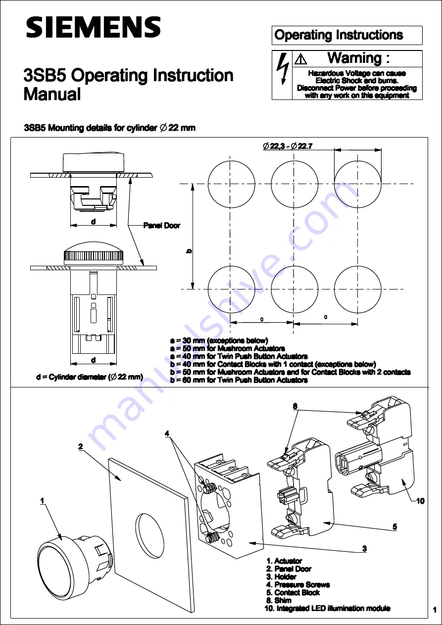 Siemens 3SB5 Скачать руководство пользователя страница 1