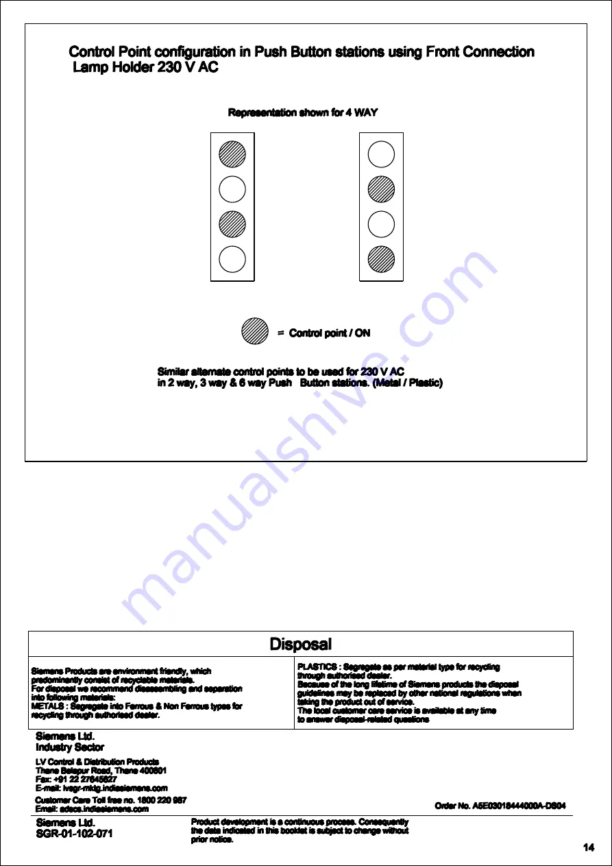 Siemens 3SB5 Operating Instructions Manual Download Page 14