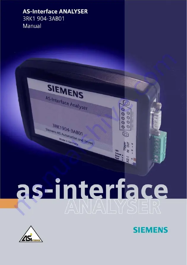 Siemens as-interface ANALYSER 3RK1 904-3AB01 Manual Download Page 1