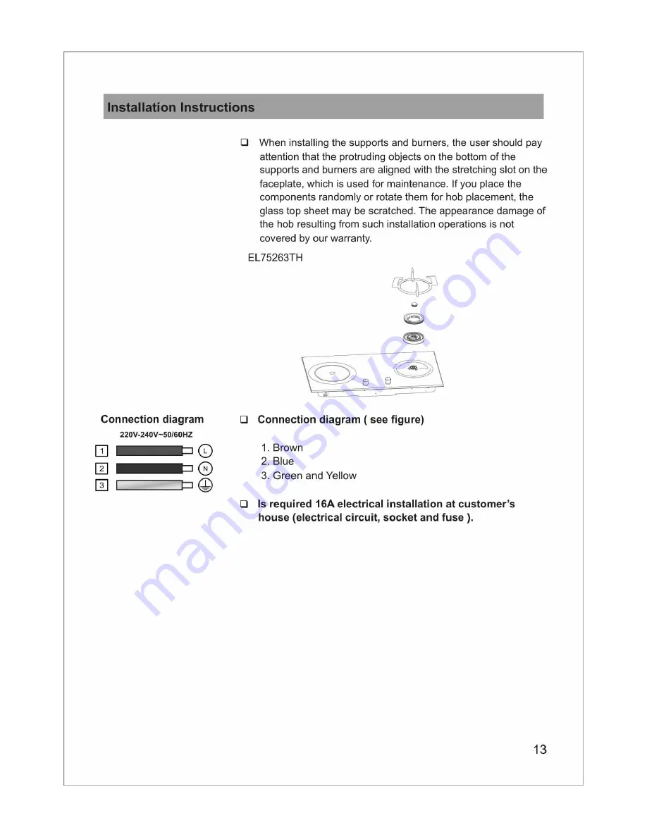 Siemens EL75263TH Installation And Operation Instruction Manual Download Page 13