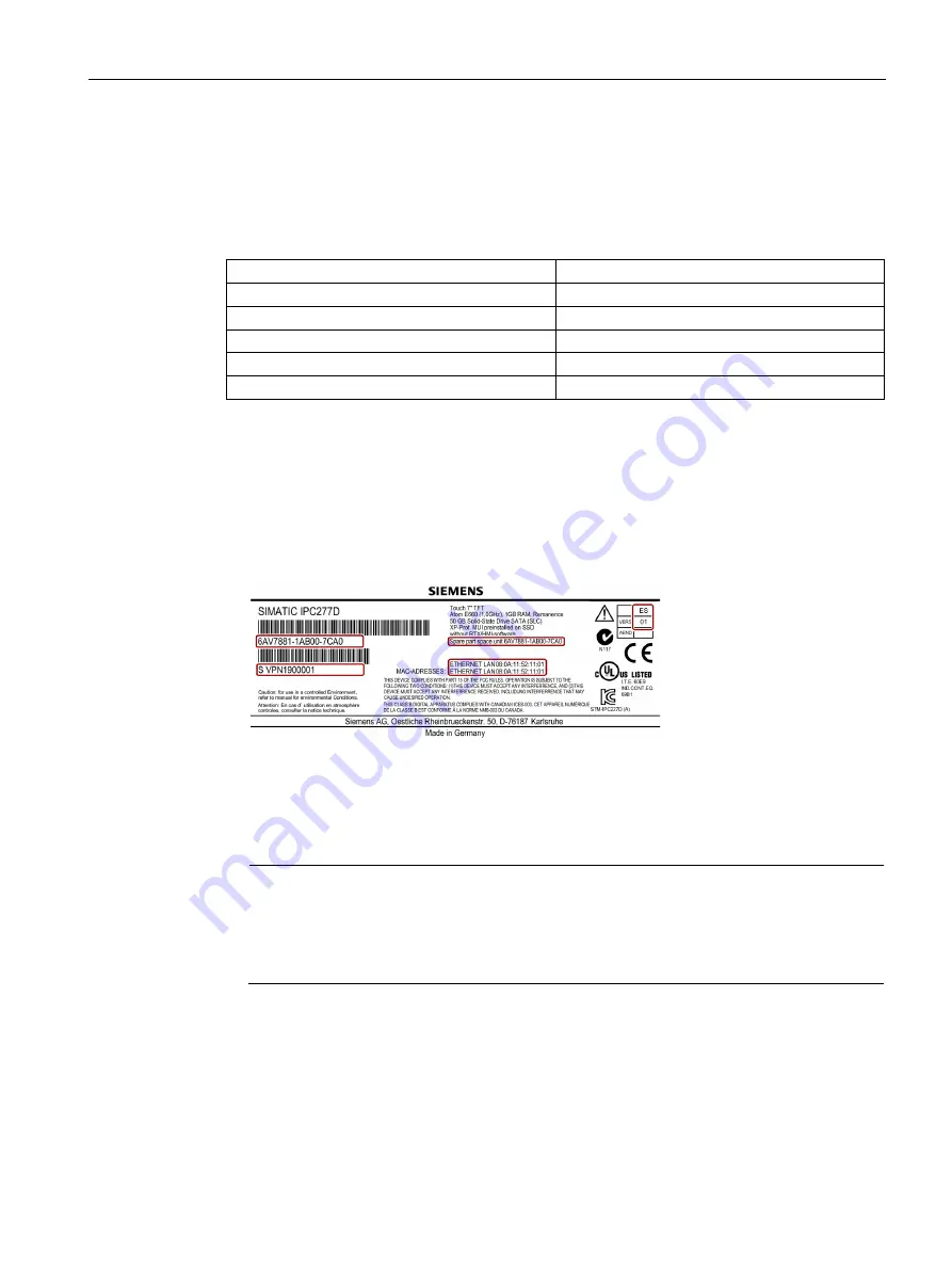 Siemens INOX PRO SIMATIC IPC277D Operating Instructions Manual Download Page 31