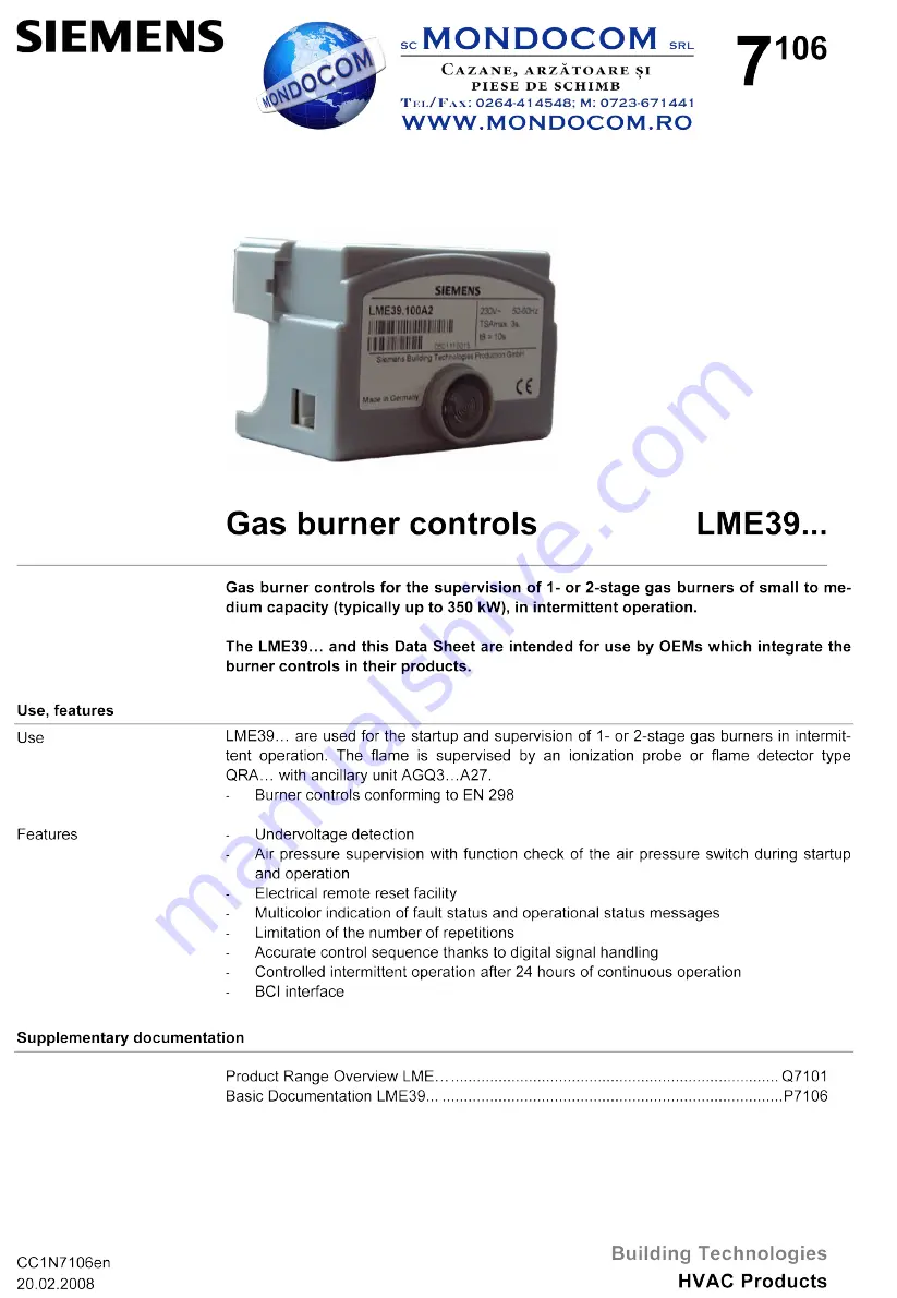 Siemens LME39 Series Скачать руководство пользователя страница 1